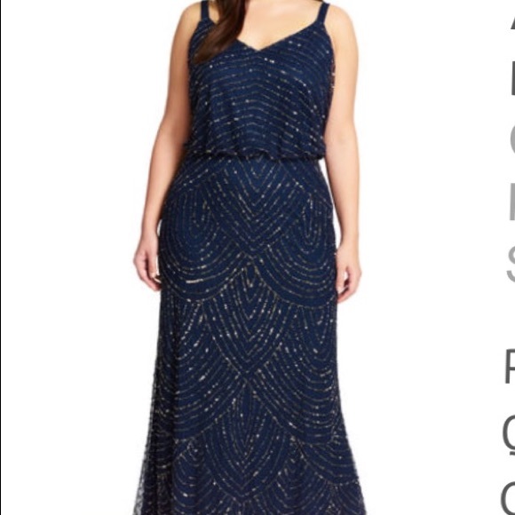 Adrianna Papell Dresses & Skirts - NWT Adrianna Papell Beaded Art Deco Blouson Gown